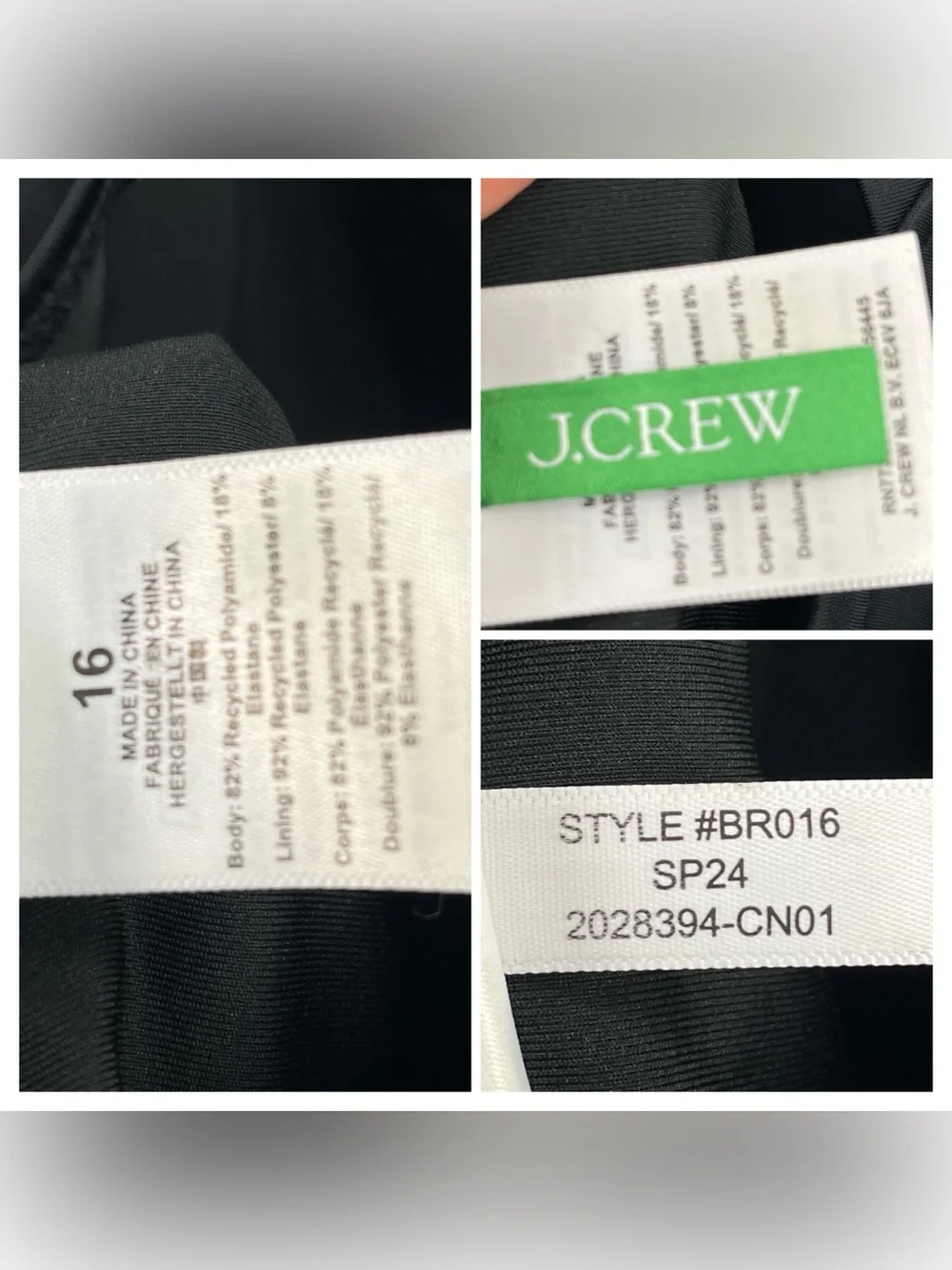 J.Crew‎ DD plunge one-piece swimsuit Black size 16